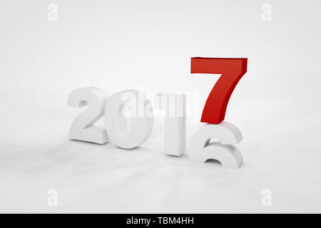 3d 2017 new year on white Stock Photo