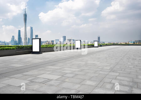 landmark guangzhou tower from empty floor Stock Photo