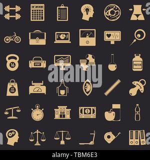 Dumpbell icons set, simple style Stock Vector