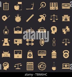 Protein icons set, simple style Stock Vector