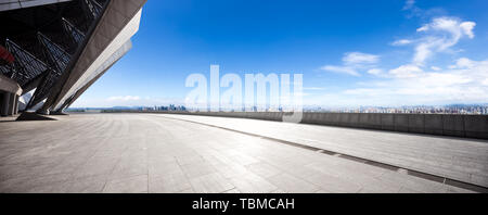 Empty floor with blue cloudsky Stock Photo