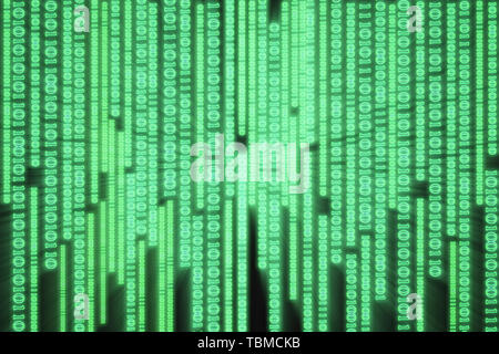 A screen consisting of binary data flow graphics. Stock Photo