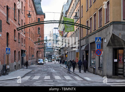 Bryggargatan in Stockholm, Sweden, after Christmas Stock Photo