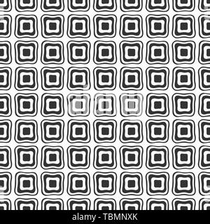 Abstract seamless geometric pattern of smooth squares isolated on white background. Aboriginal style. Doodle sketch style. Fashion pattern. Stock Vector