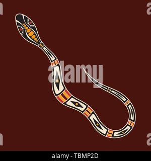 Snake. Aboriginal art style. Vector color illustration isolated on ...