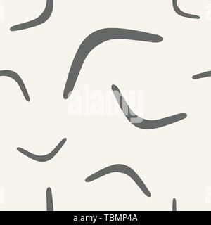 Seamless pattern of boomerangs. Flat design. Minimalistic graphic print. Vector background. Stock Vector