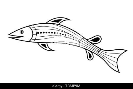 Black and white Aboriginal fish illustration Stock Vector Image & Art ...