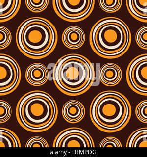 Abstract asymmetrical circles seamless pattern. Australian aboriginal ornament. Aboriginal painting style. Doodle sketch style. Minimalistic graphic p Stock Vector