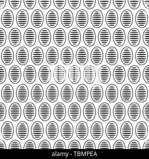 Abstract seamless vector pattern with striped oval shapes isolated on white background. Aboriginal monochrome pattern. Australian motive. Simple graph Stock Vector