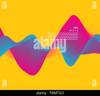 Sound waves. 3D wavy background with dynamic effect. Abstract vector illustration for flyer, brochure, booklet and websites design. Stock Vector
