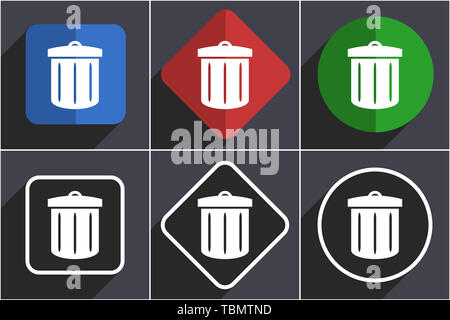 Recycle set of flat design web icons in 6 options Stock Photo