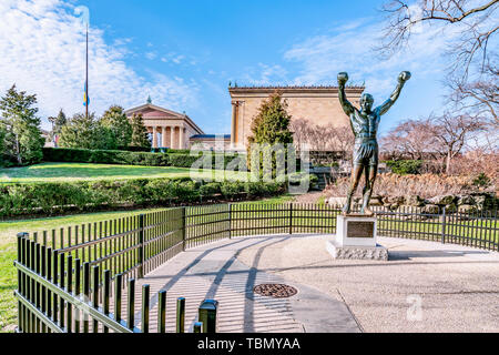 Philadelphia, Pennsylvania, USA - December, 2018 - Rocky Statue - Rocky and Creed Tour of Philadelphia Stock Photo