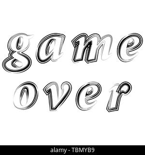 Ink Grunge Game Over Sign. Gaming Concept. Video Game Screen. Typography Design Poster with Lettering Stock Vector