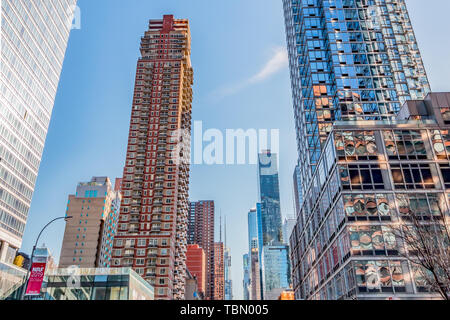 December, 2018: Huge Beautiful Buildings view in Downtown Manhattan. Stock Photo