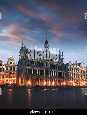 Grand Place in Brussels at night, Belgium Stock Photo