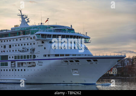 Cruise ship M/S Birka Stockholm sailing away from Stockholm, Sweden Stock Photo