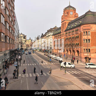 Vasagatan from Klarabergsviadukten in Stockholm, Sweden, during a morning Stock Photo