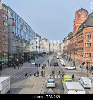 Vasagatan from Klarabergsviadukten in Stockholm, Sweden, during a morning Stock Photo