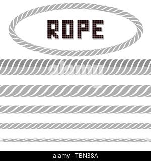 Rope Set with Oval Frame on White Background Stock Vector