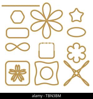 Set of Different Rope Frames Stock Vector