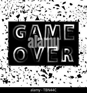 Grunge Game Over Sign. Gaming Concept. Video Game Screen. Typography Design Poster Stock Vector