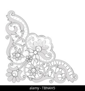 Gray Richelieu embroidery patterns on the white background Stock Vector