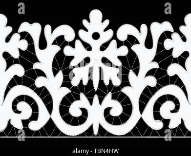 White Richelieu embroidery patterns on the black background as decorative pattern Stock Vector