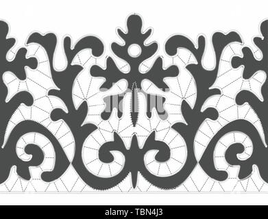 Gray Richelieu embroidery patterns on the white background as decorative pattern Stock Vector