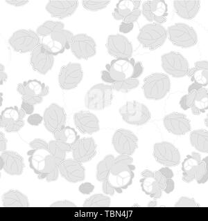 Gray Richelieu embroidery patterns on the white background as seamless pattern Stock Vector