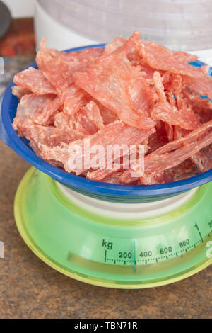 Scale with raw meat Stock Photo - Alamy