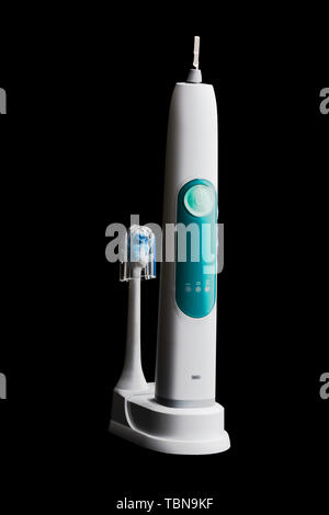 power tooth brush on black Stock Photo