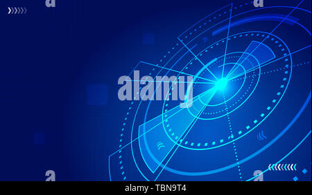 Global network big data, computer technology dark blue background, technical concept. Stock Photo
