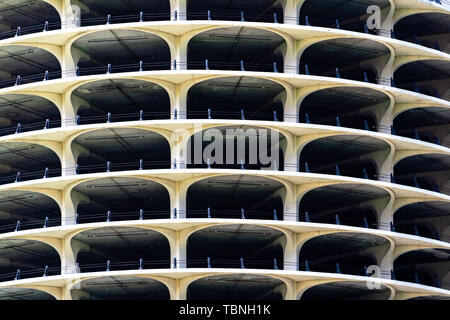 Exterior of parking lot building skylines in Chicago IL USA Stock Photo