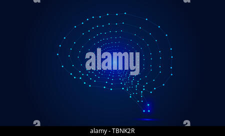 Point line link composition abstract brain, abstract futuristic scientific and technical background Stock Photo