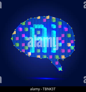 Abstract Brain, AI, Artificial Intelligence Concept Creative Illustration Stock Photo