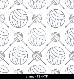 seamless balls of yarn and knitting needles. seamless background needlework, vector illustration Stock Vector