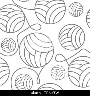 seamless balls of yarn and knitting needles. seamless background needlework, vector illustration Stock Vector