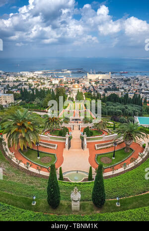 Bahai gardens and temple in Haifa, Israel Stock Photo