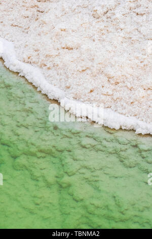 Close up view of salt crystals and mineral formation on the shore of Dead Sea in Israel Stock Photo