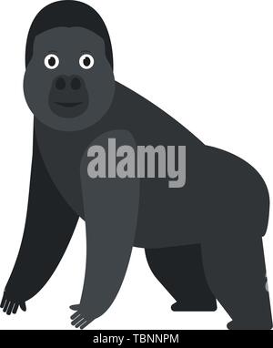 Gorilla icon in flat style, african animal vector illustration Stock Vector
