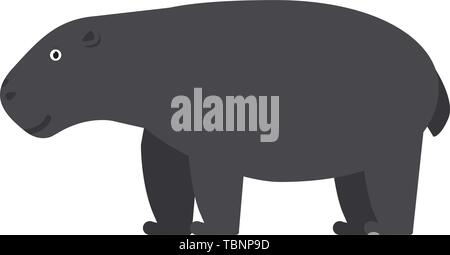 Hippopotamus icon in flat style, african animal vector illustration Stock Vector