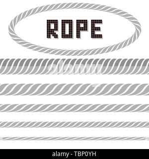 Rope Set with Oval Frame on White Background Stock Photo