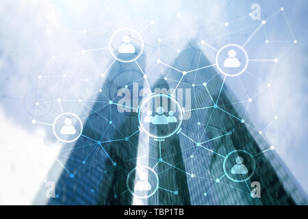 People relation and organization structure. Social media. Business and communication technology concept. Stock Photo