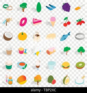 Fruit icons set, isometric style Stock Vector