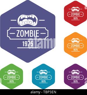 Zombie nightmare icons vector hexahedron Stock Vector