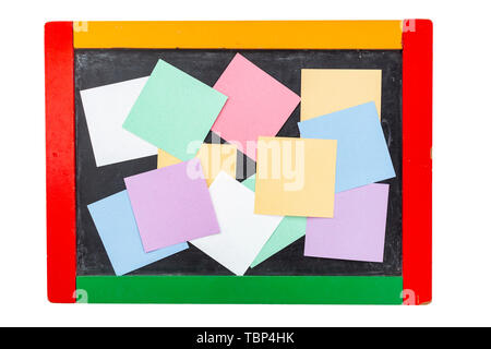 black school board in a multi-colored frame, with reminder stickers. space for text Stock Photo