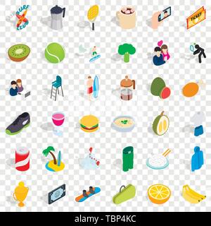 Surf club icons set, isometric style Stock Vector