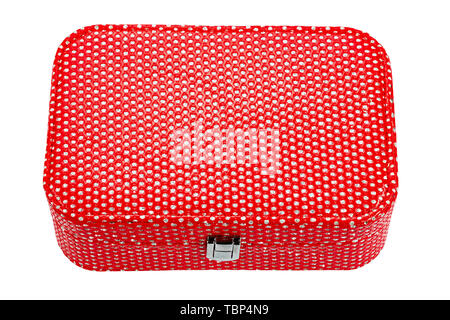 Red female jewelry box isolated on white background. file contains clipping path Stock Photo
