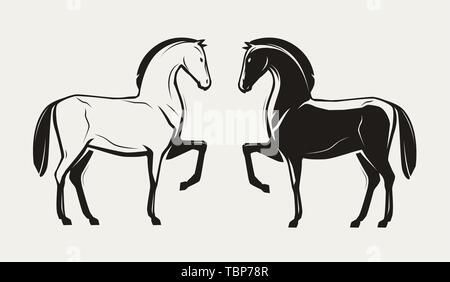 silhouette of standing race horse. vector illustration Stock Vector
