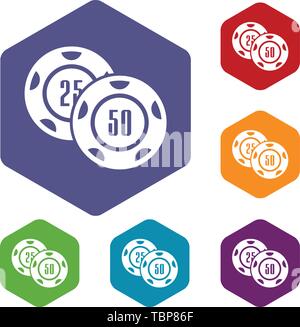 Casino chip icons vector hexahedron Stock Vector